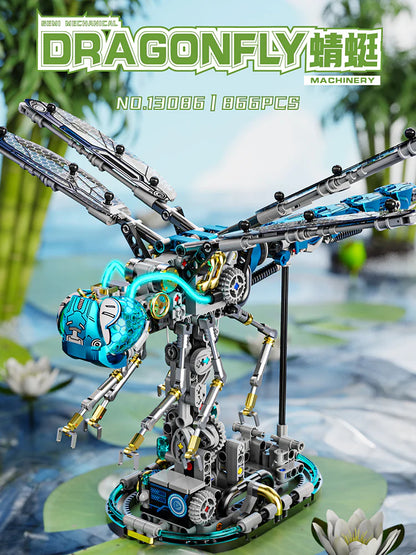 Mechanical Dragonfly WIth Stand Bricks Assembled Building Blocks Set