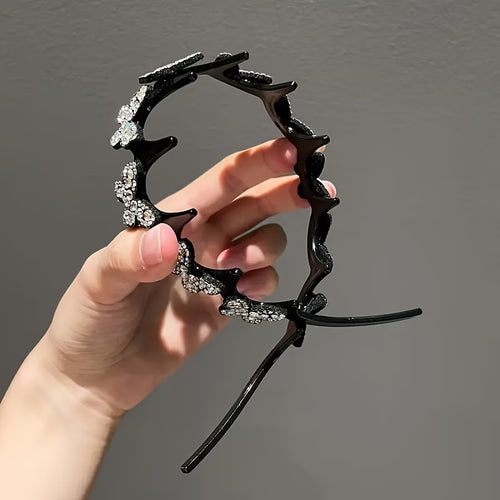 Elegant Wavy Headband with Butterfly Adorned with Syntheti