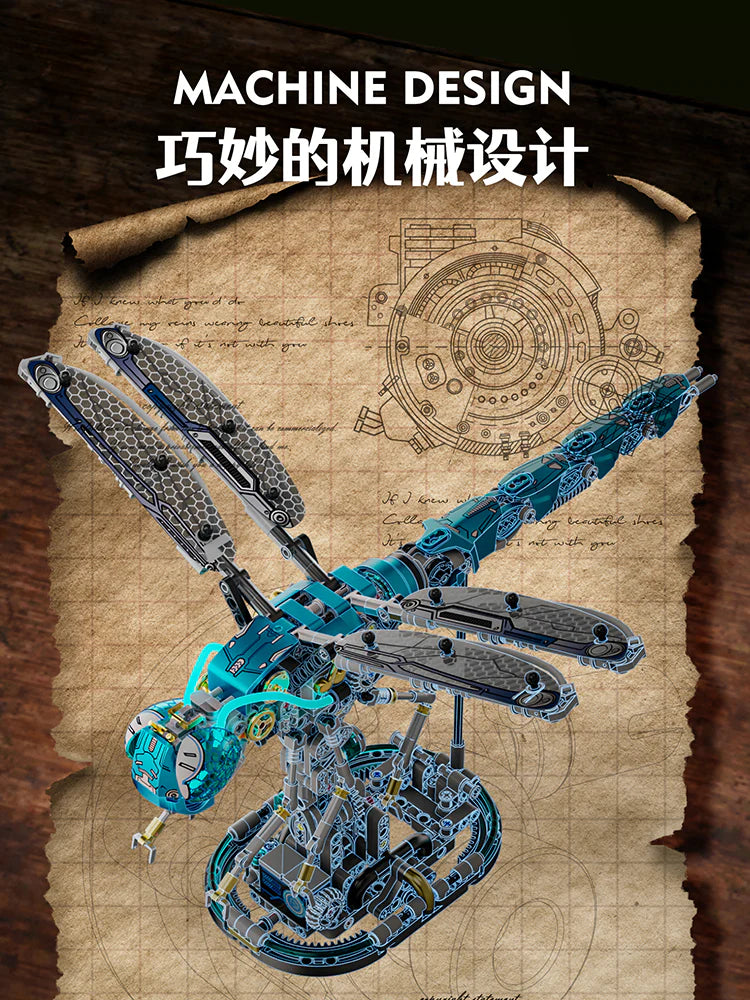 Mechanical Dragonfly WIth Stand Bricks Assembled Building Blocks Set